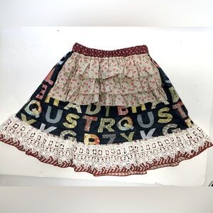 Mustard Pie “Alphabet” Girl’s Tiered Ruffled Skirt, Size 6, Multicolored, Lace